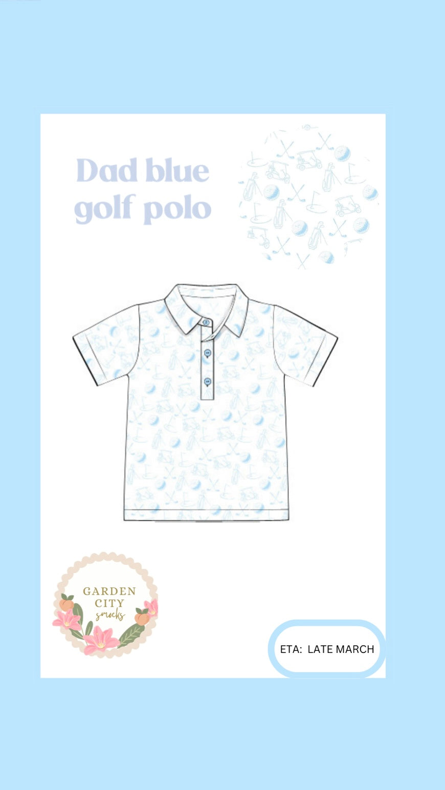 PO11 Adult Boys Blue Golf Polo