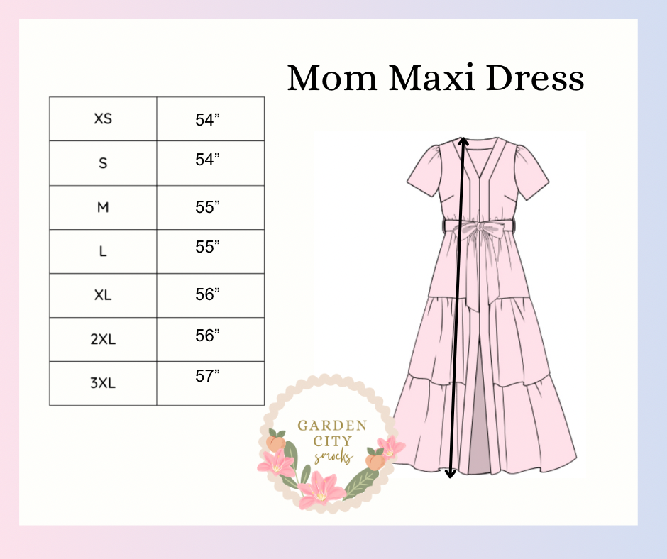 Mom Maxi Dress Size Chart