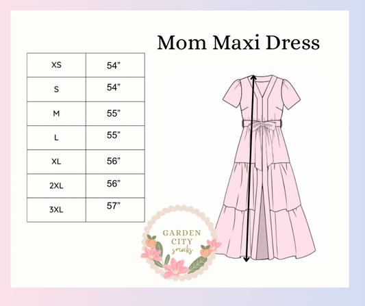 Mom Maxi Dress Size Chart