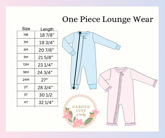 One Piece Loungewear Size Chart