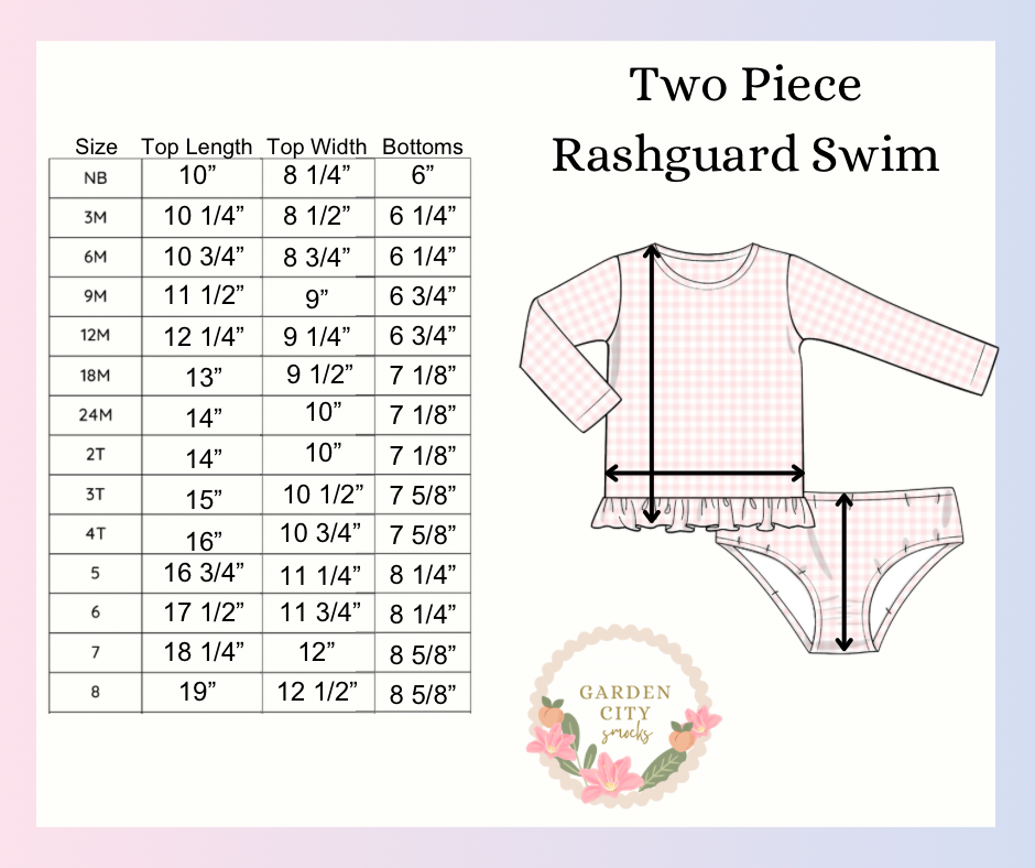 Girl’s Two Piece Rash-guard Swim Size Chart