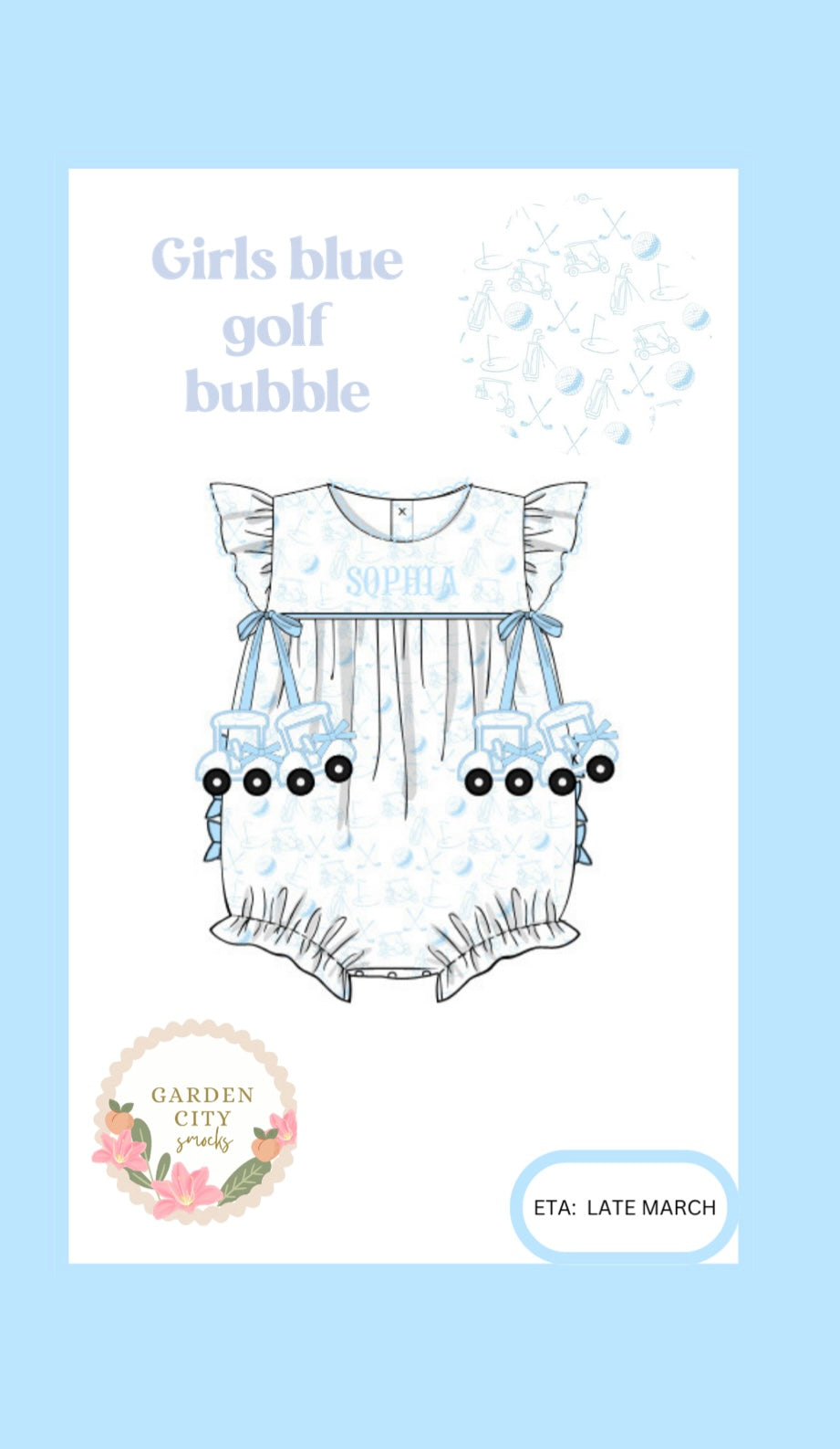 PO11 Girls Blue Golf Polo Bubble