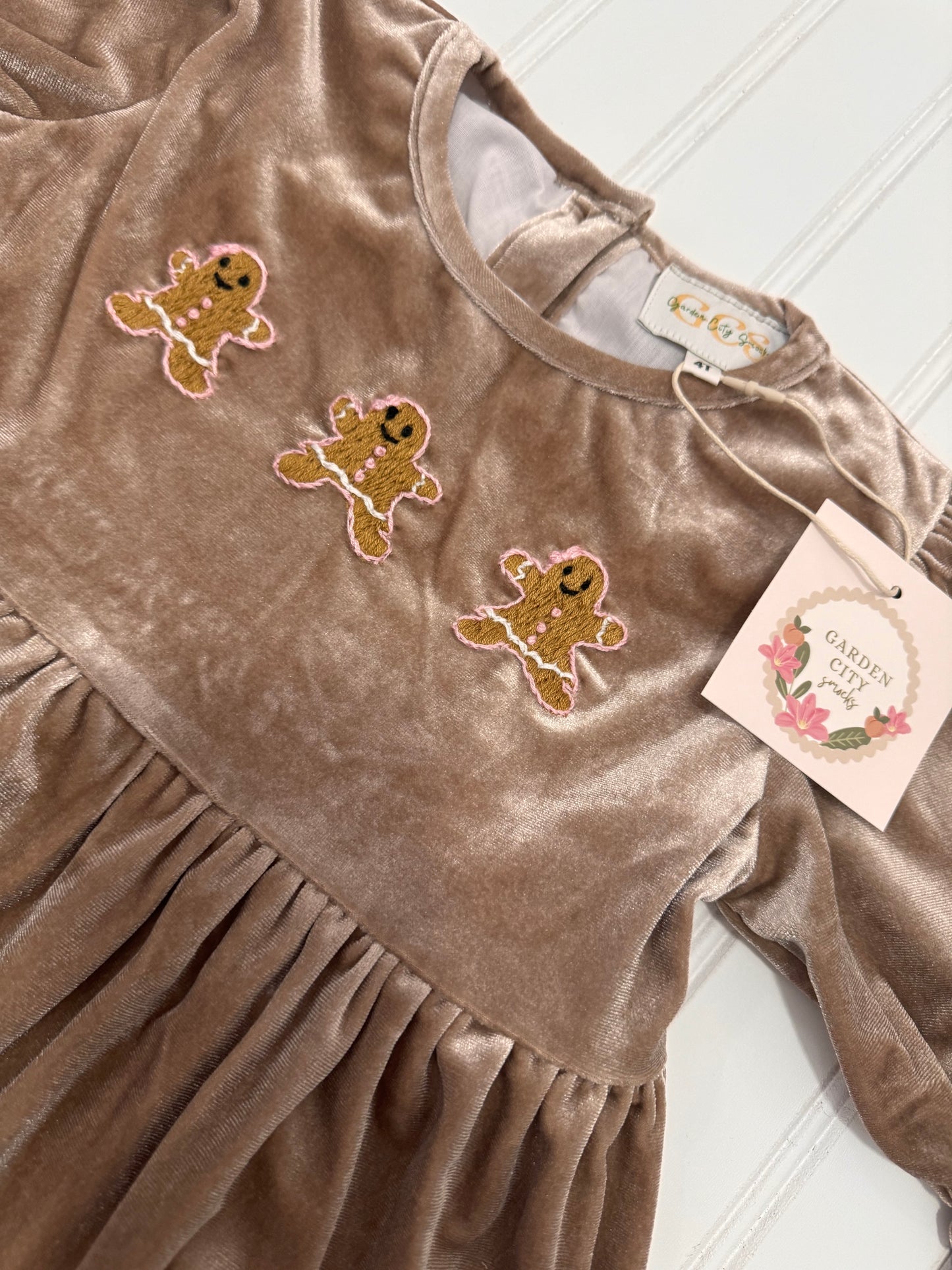 Champagne Velvet Dress - 4T