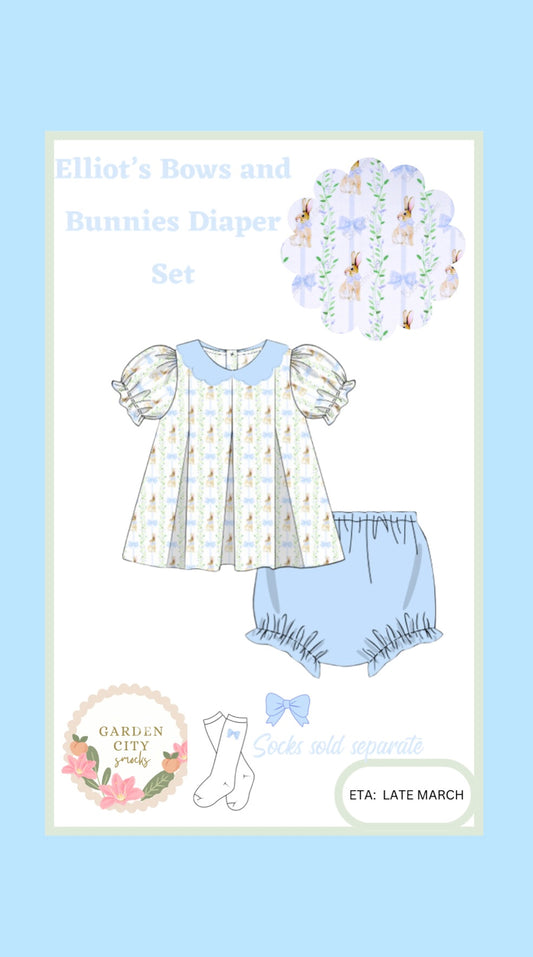 PO11 Elliot's Bows & Bunnies Diaper Set