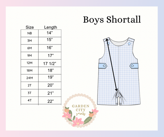 Boys Shortall Size Chart