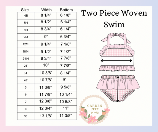 Girl’s Two Piece Woven Swim Size Chart