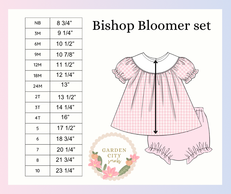 Bishop Bloomer Set Size Chart